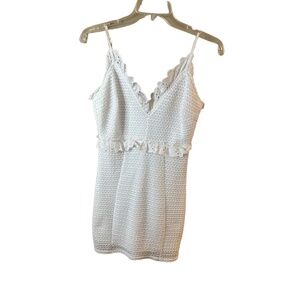 Wild Honey White Lace Ruffle Dress V-Neck Sleeveless Small